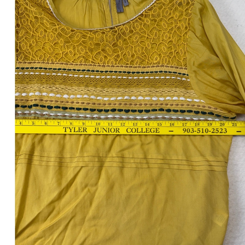 Blank London Yellow Crochet Lace Embroidered Boho Blouse Womens Large Mustard - Picture 6 of 9